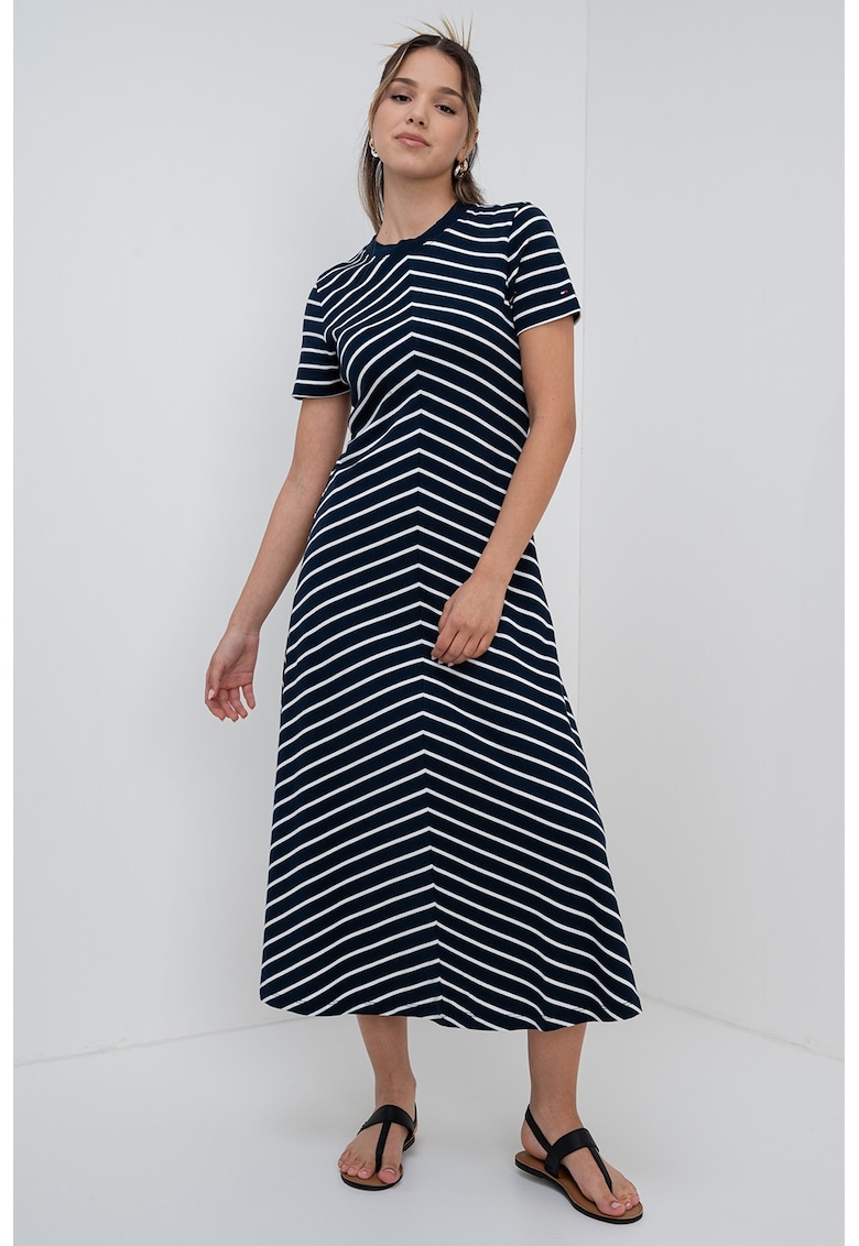 Tommy Hilfiger Rochie cu model si croiala in A - Alb/Bleumarin