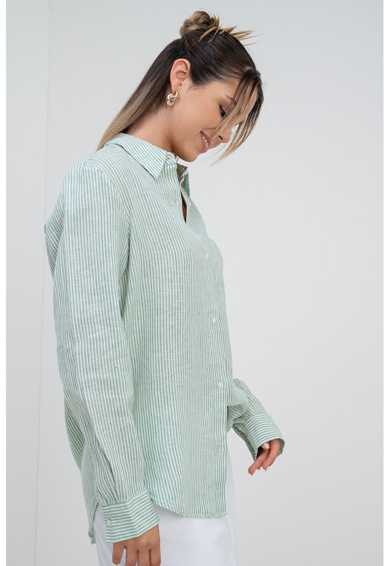 Camasa relaxed fit de in - Alb/Verde