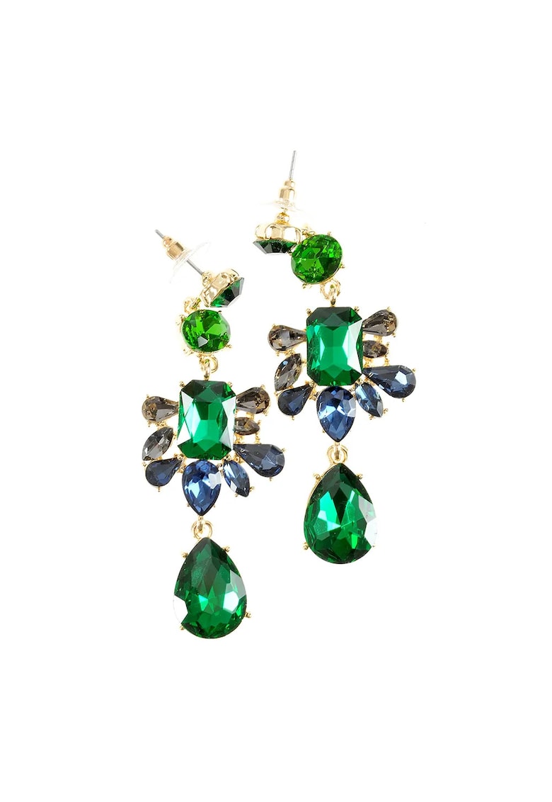 Cercei lungi cu pietre verzi si albastre - Meli Melo Paris