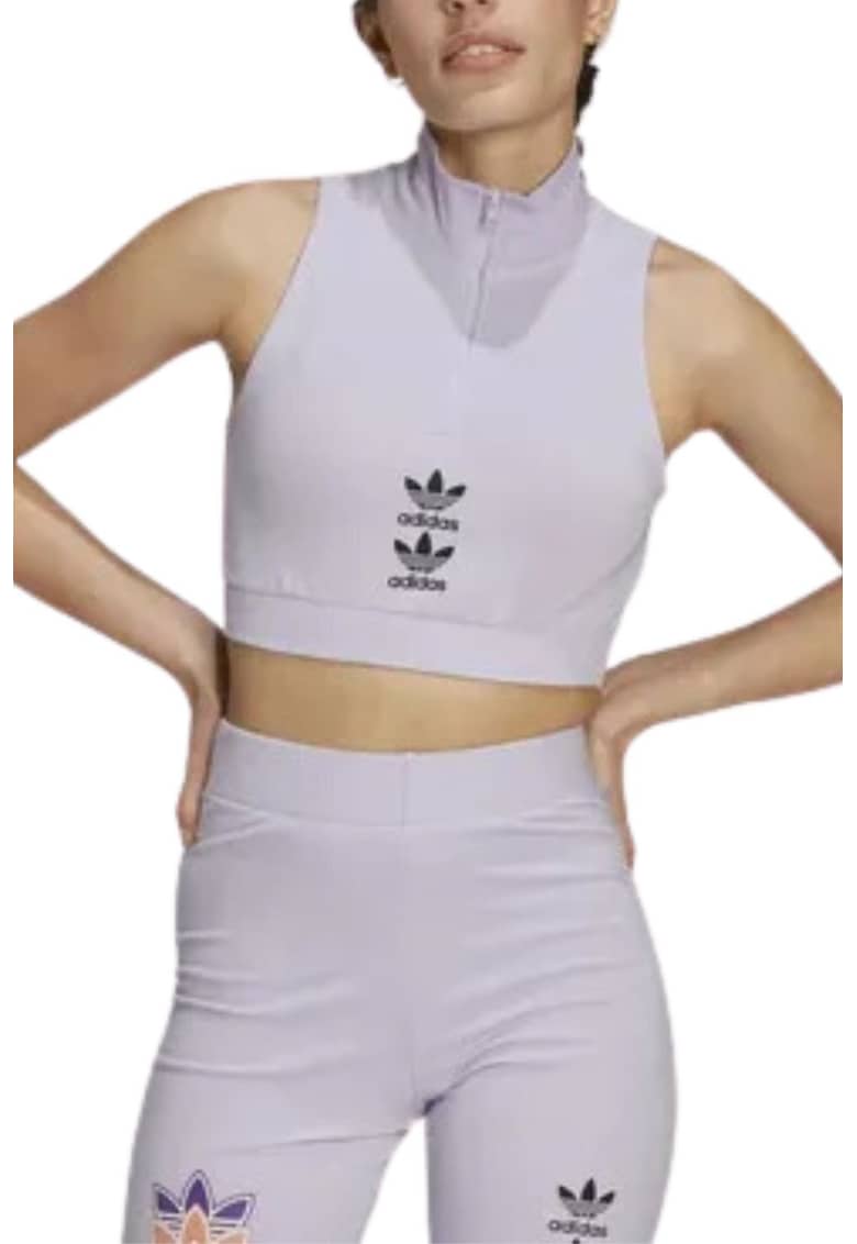 Top crop cu imprimeu logo