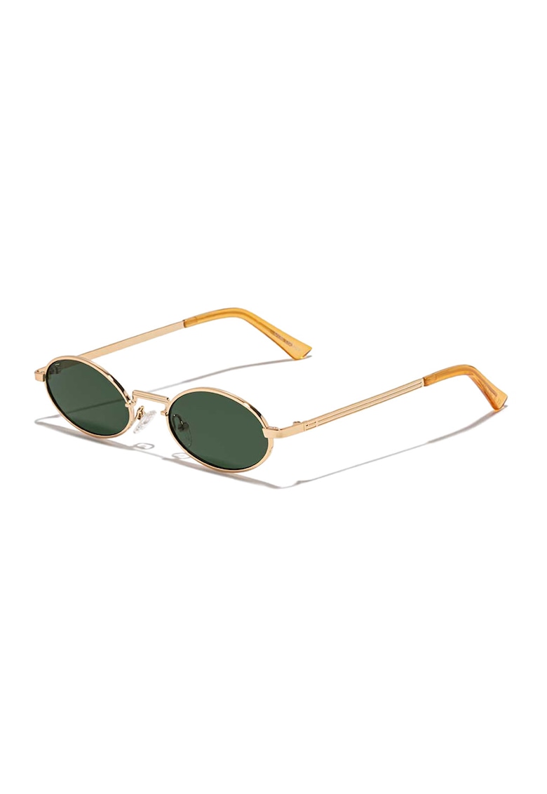 Ochelari de soare ovali unisex cu rama metalica - Auriu