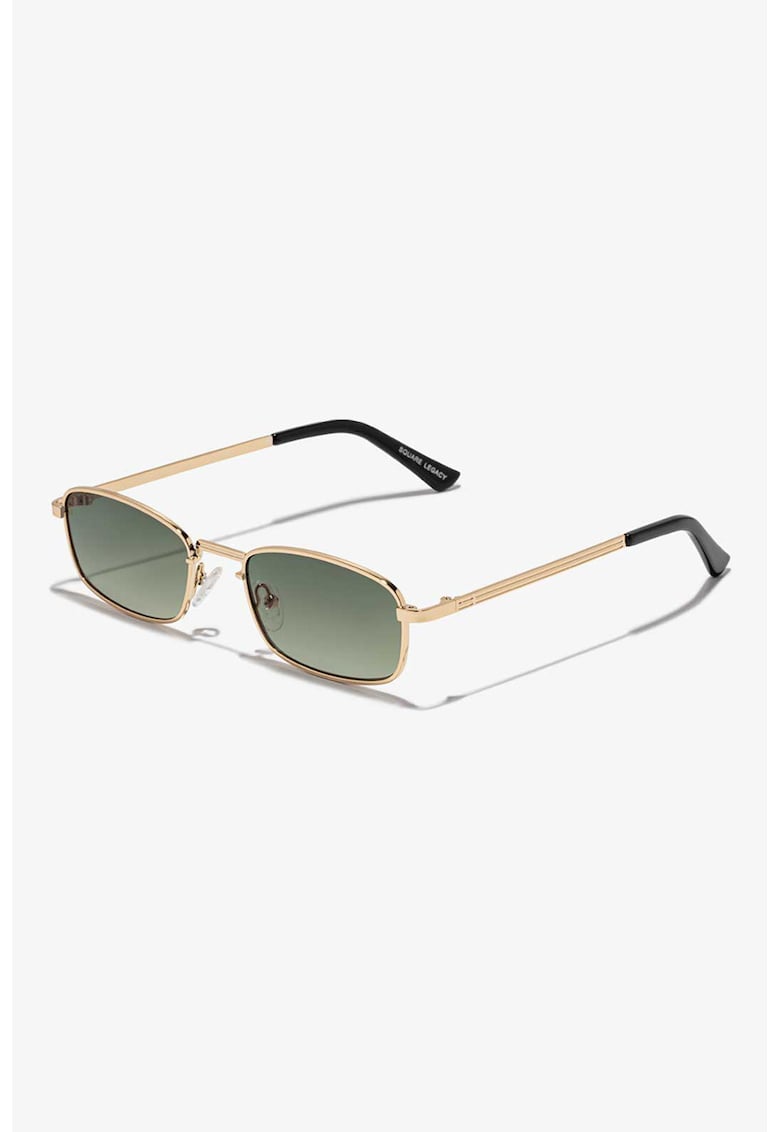 Ochelari de soare dreptunghiulari unisex cu rama metalica - Auriu/Verde pal