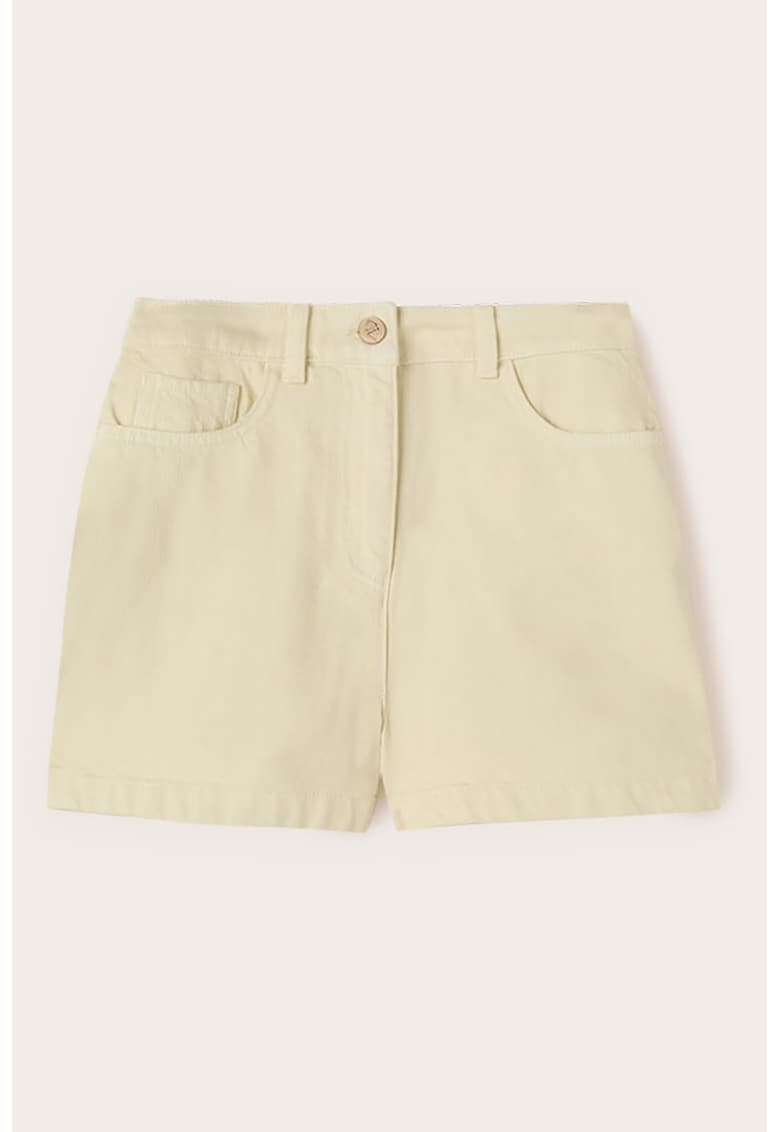 Blugi scurti uni cu talie inalta - Galben murdar