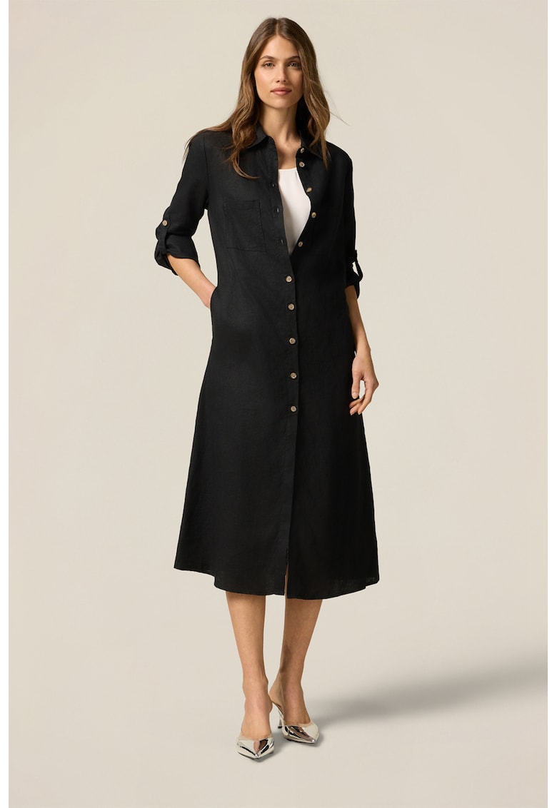 Rochie-camasa de in cu maneci lungi - Negru