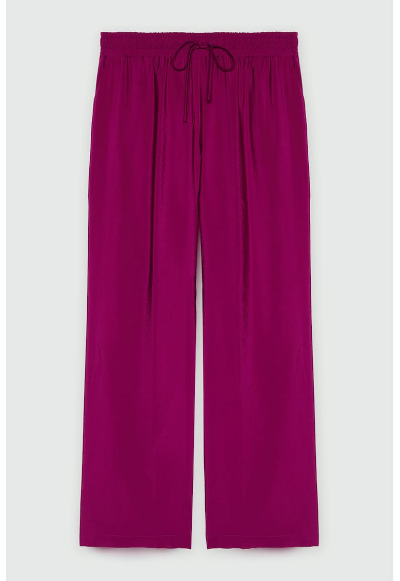 Pantaloni din satin mat cu croiala ampla