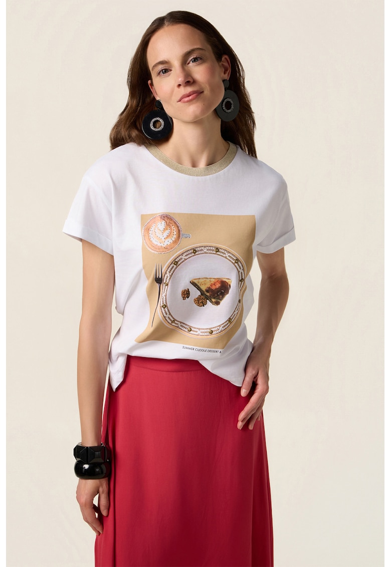 Tricou din bumbac cu imprimeu tort