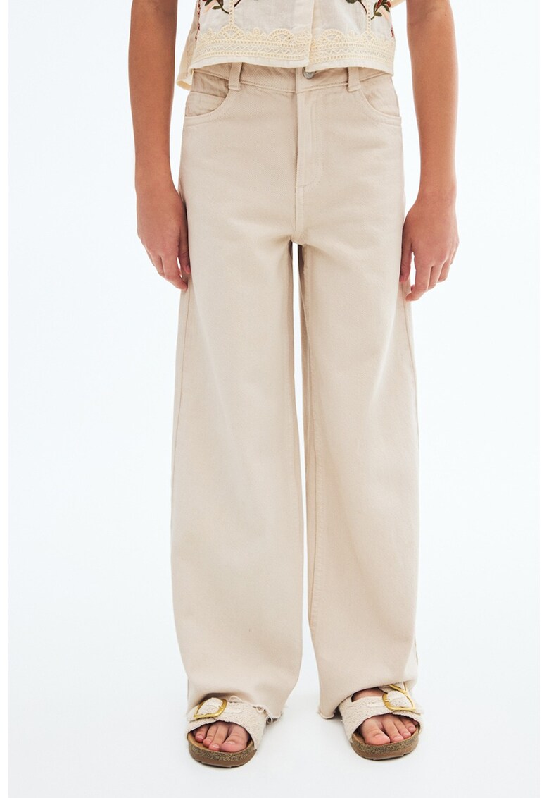 Blugi cu talie inalta si croiala ampla - Bej