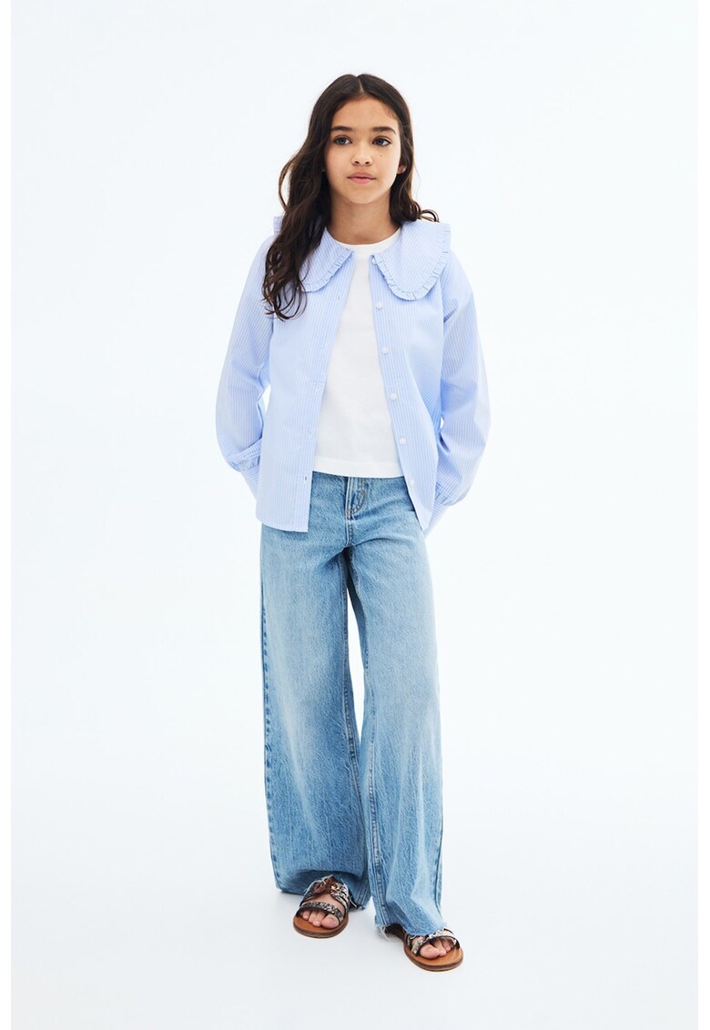 Blugi cu talie inalta si croiala ampla - Albastru