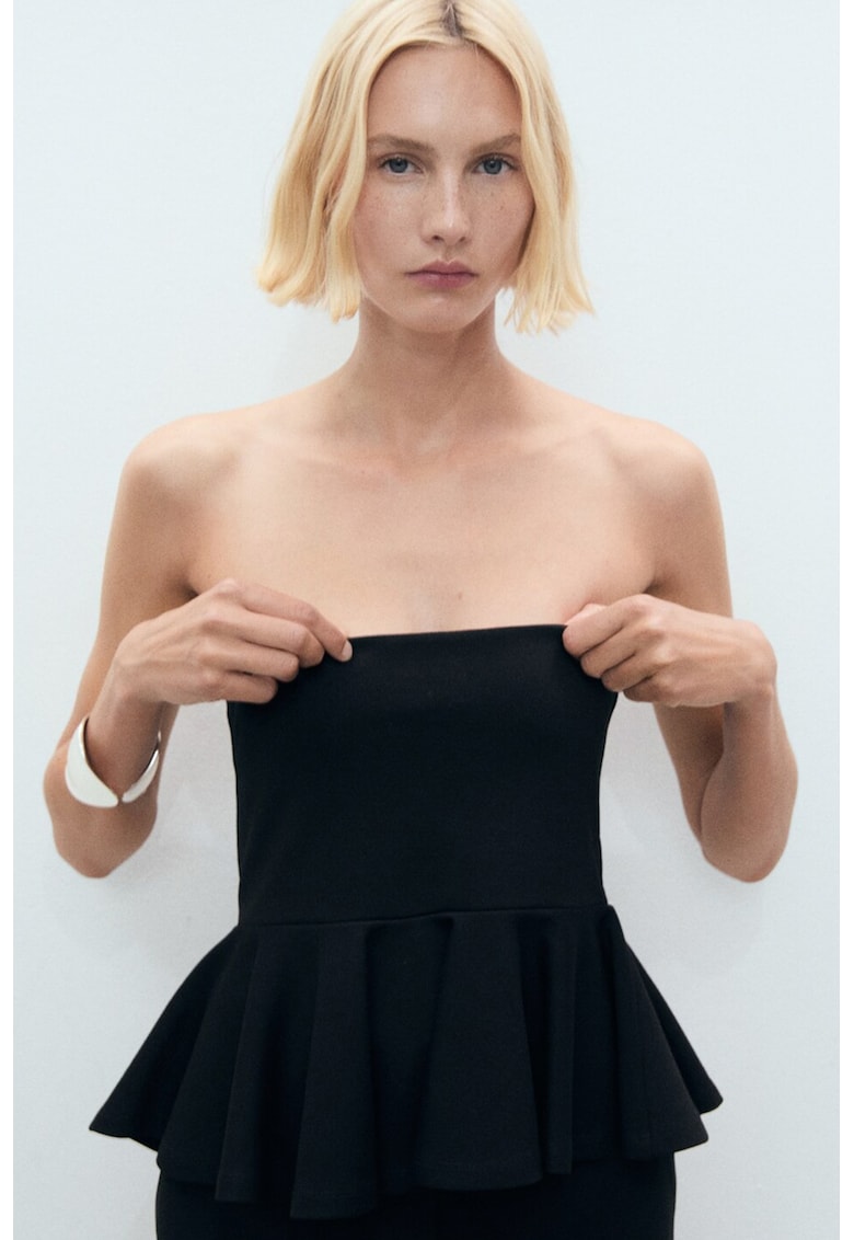 Top bandeau cu terminatii cu volane