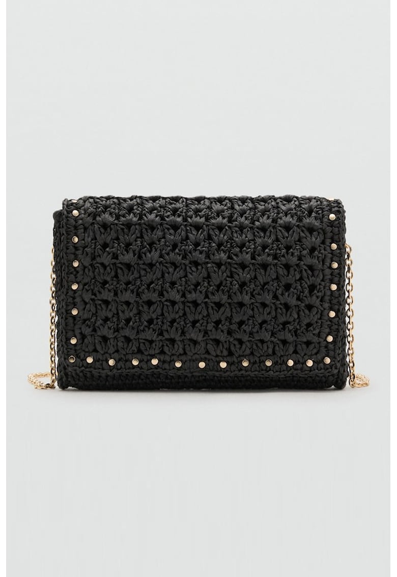 Geanta crossbody din paie de hartie si bareta din lant