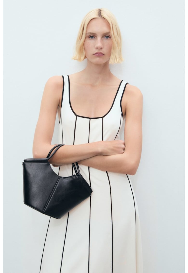 Rochie midi cu detalii contrastante