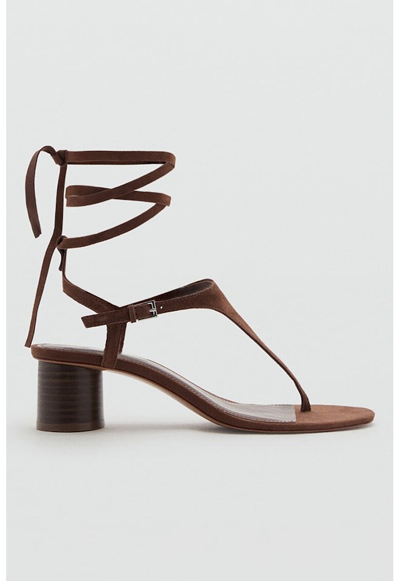 Sandale din piele intoarsa cu bareta separatoare