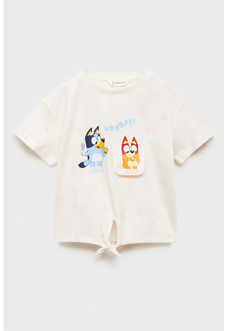 Tricou cu imprimeu grafic si nod