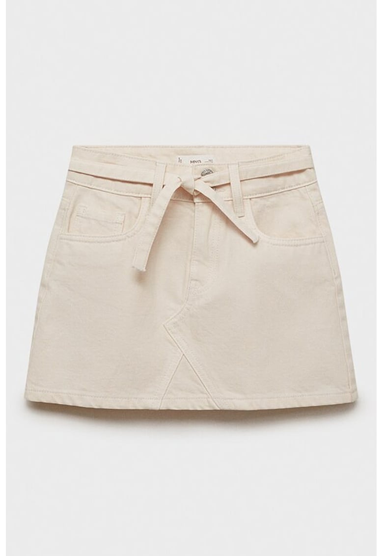Fusta din denim cu cordon in talie