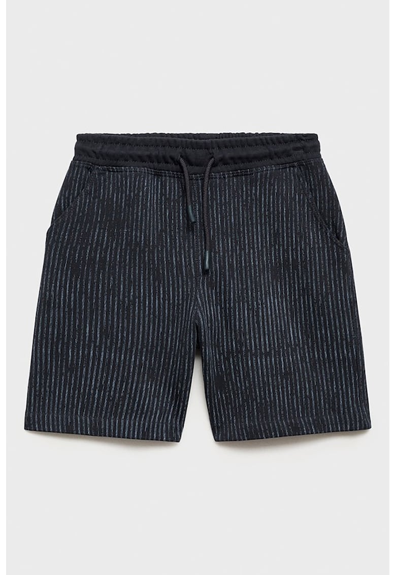 Pantaloni scurti cu model in dungi - snur de ajustare si buzunare laterale