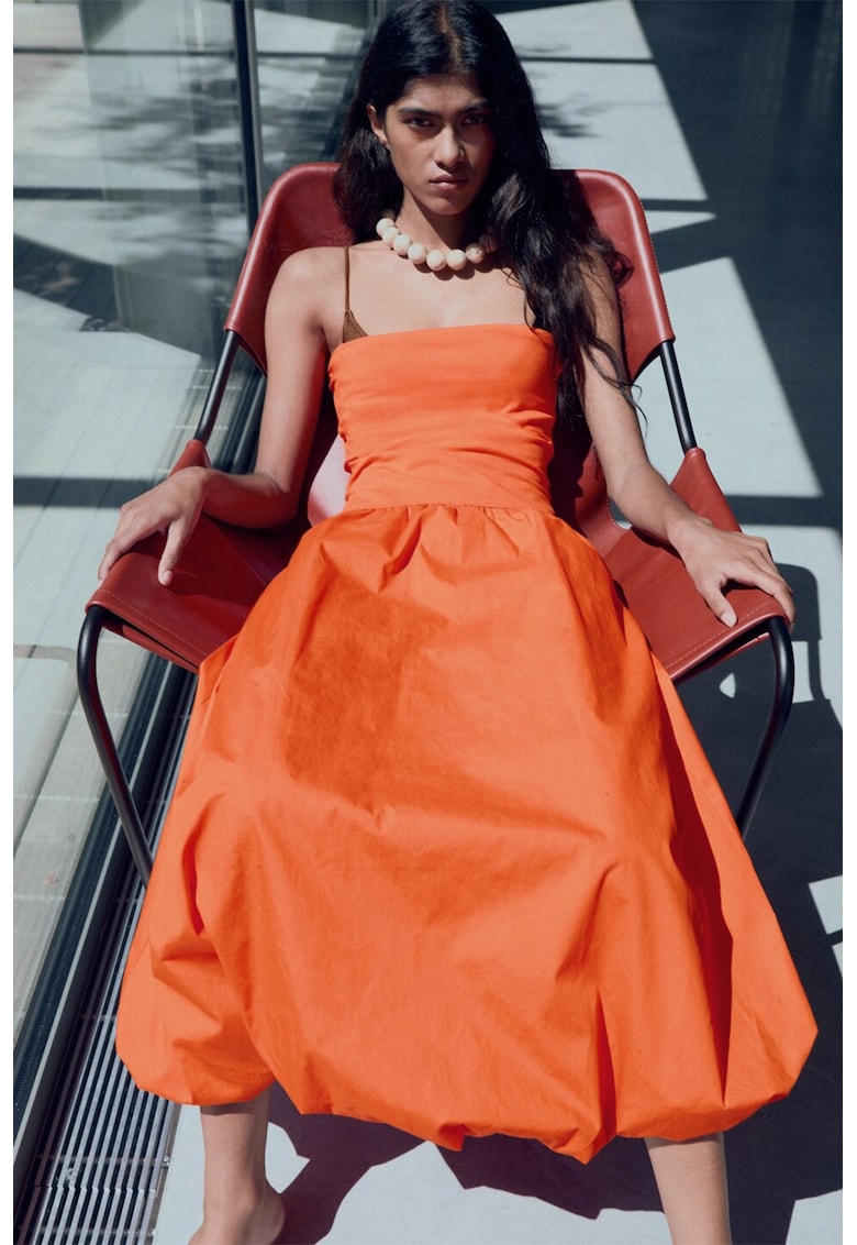 Rochie evazata fara maneci - Portocaliu mandarina