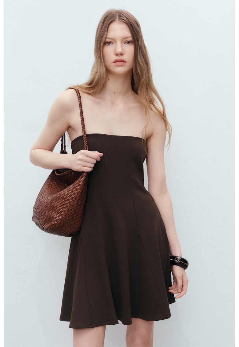 Rochie evazata fara maneci - Maro inchis