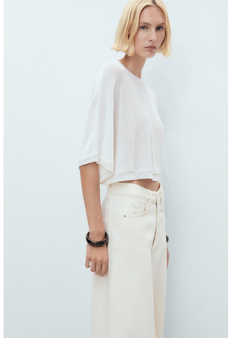 Pulover crop supradimensionat tricotat fin