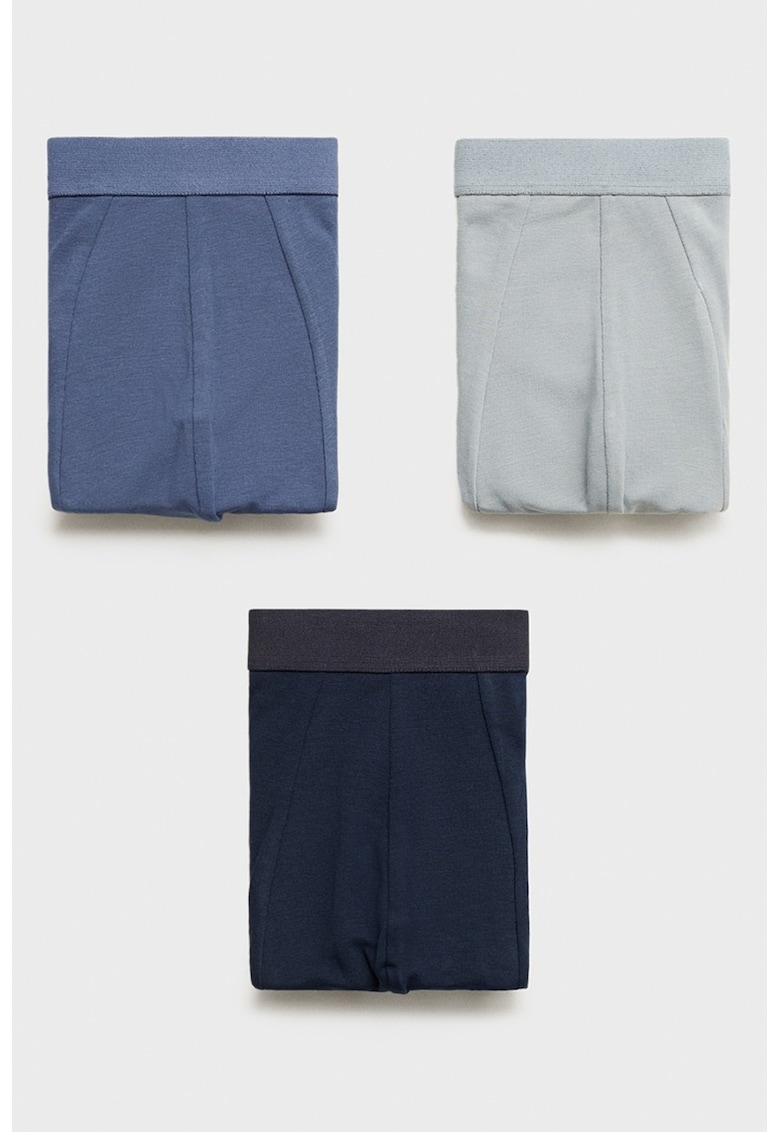 Set de boxeri uni din amestec de bumbac - 3 perechi