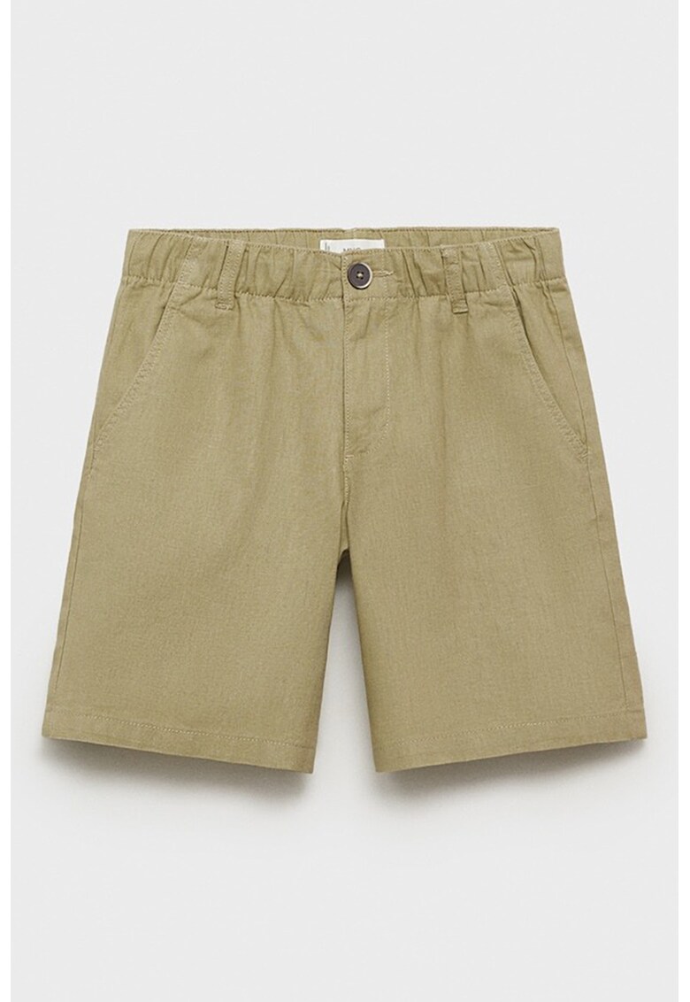 Pantaloni scurti din amestec de in - Kaki