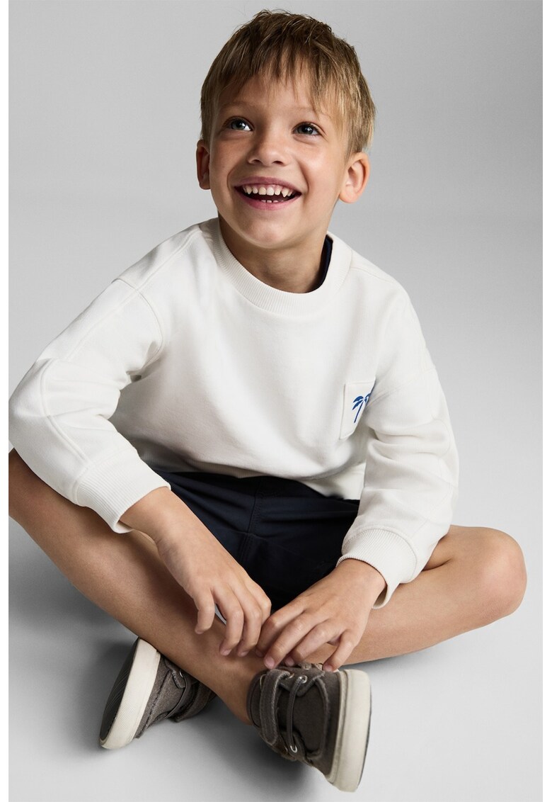 Bluza de trening cu maneci cazute - Alb/Albastru prafuit