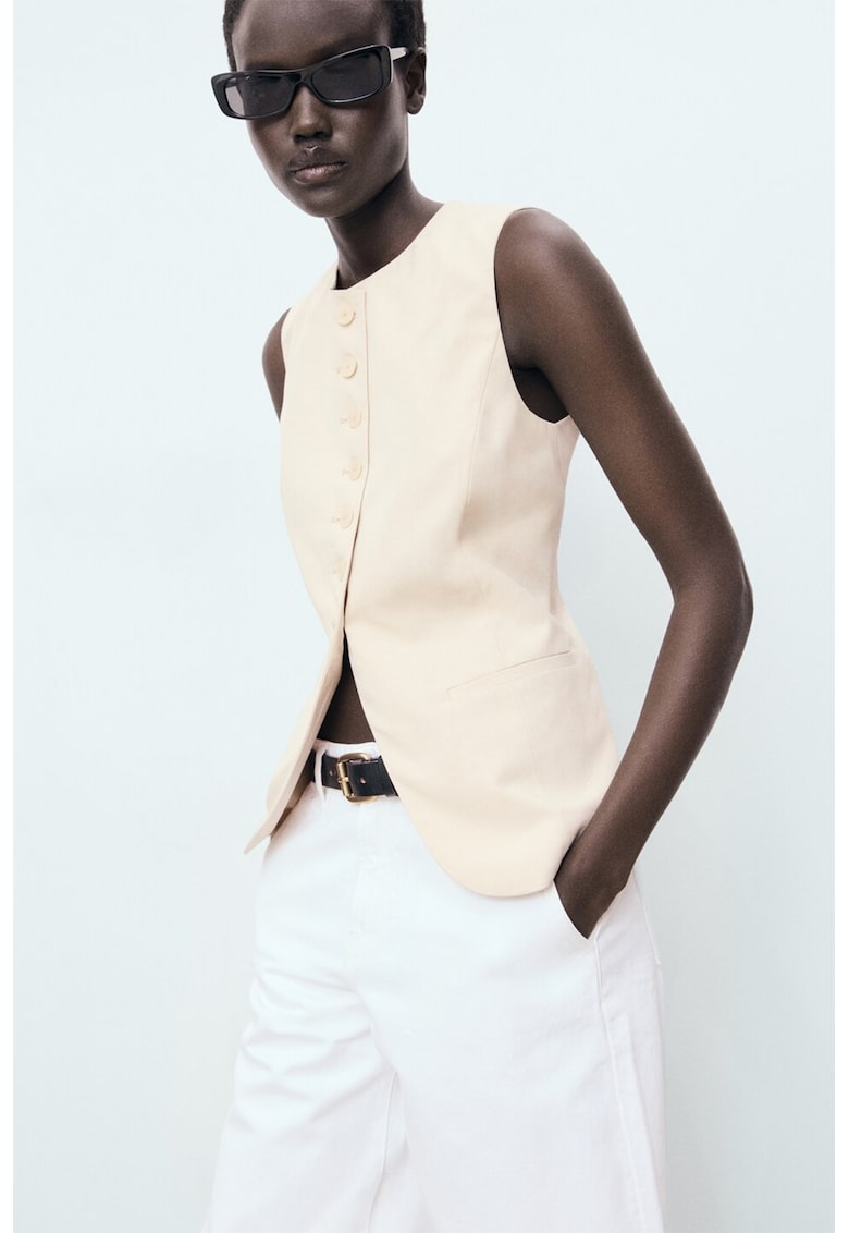 Vesta din amestec de lyocell cu nasturi