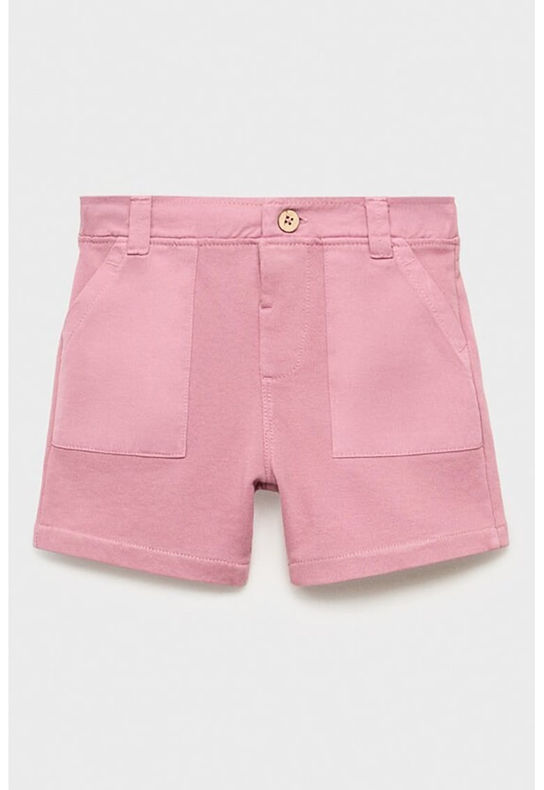 Pantaloni scurti de bumbac cu buzunare laterale - Roz pastel