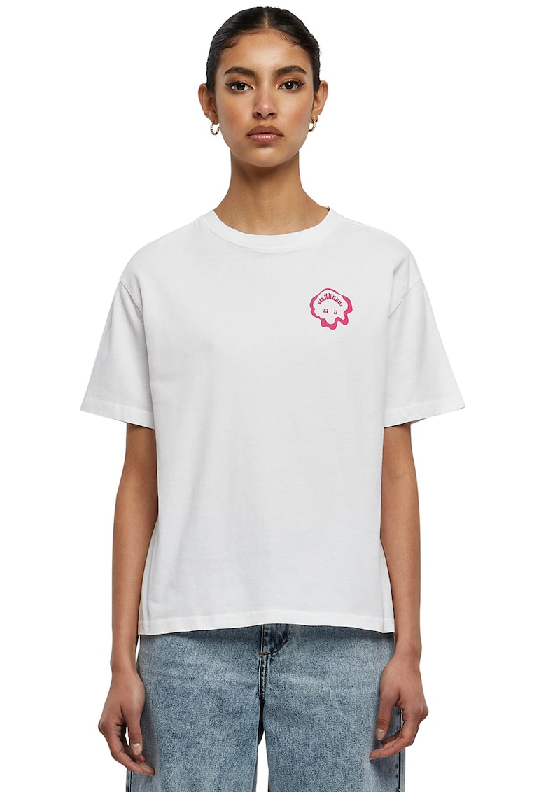 Tricou din bumbac cu imprimeu text pe partea din spate