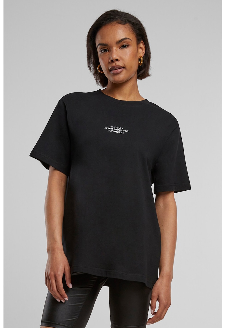 Tricou cu decolteu la baza gatului si imprimeu pe partea din spate