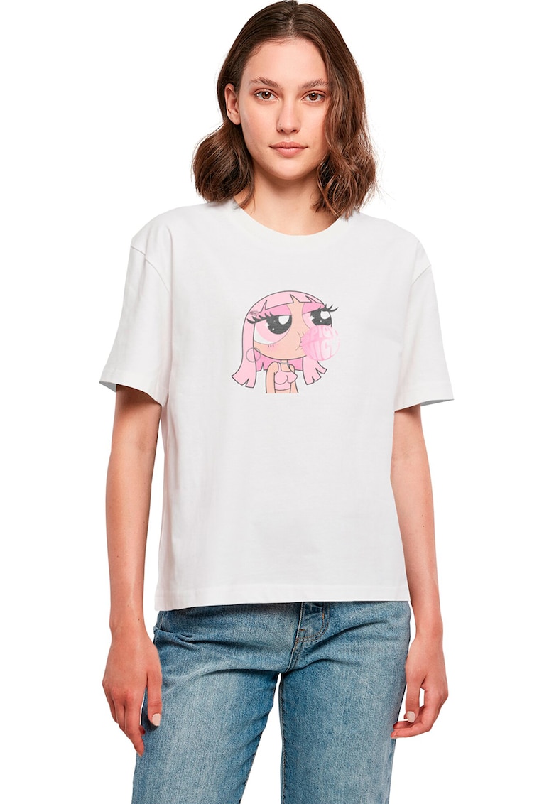 Tricou lejer cu detaliu cu imprimeu - Alb/Roz