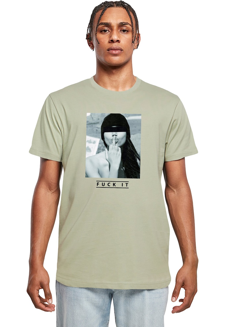 Tricou cu decolteu la baza gatului si imprimeu foto