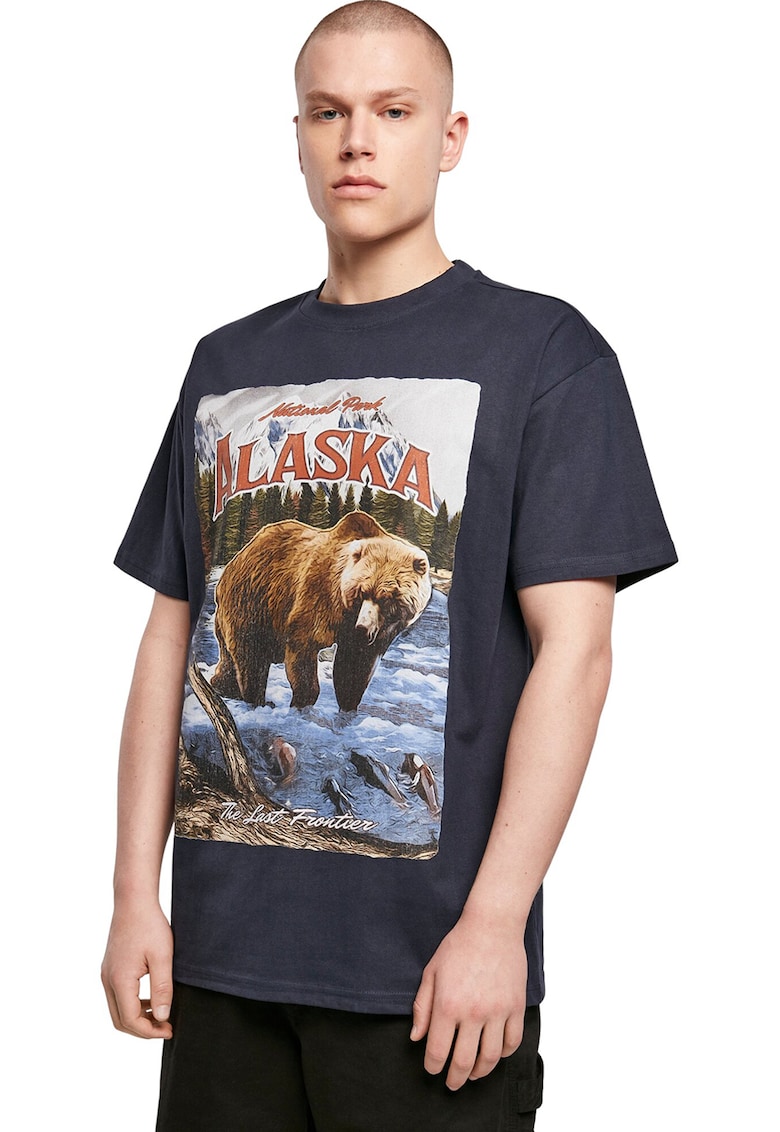 Tricou unisex cu imprimeu foto - Maro/Albastru ultramarin/Caramiziu