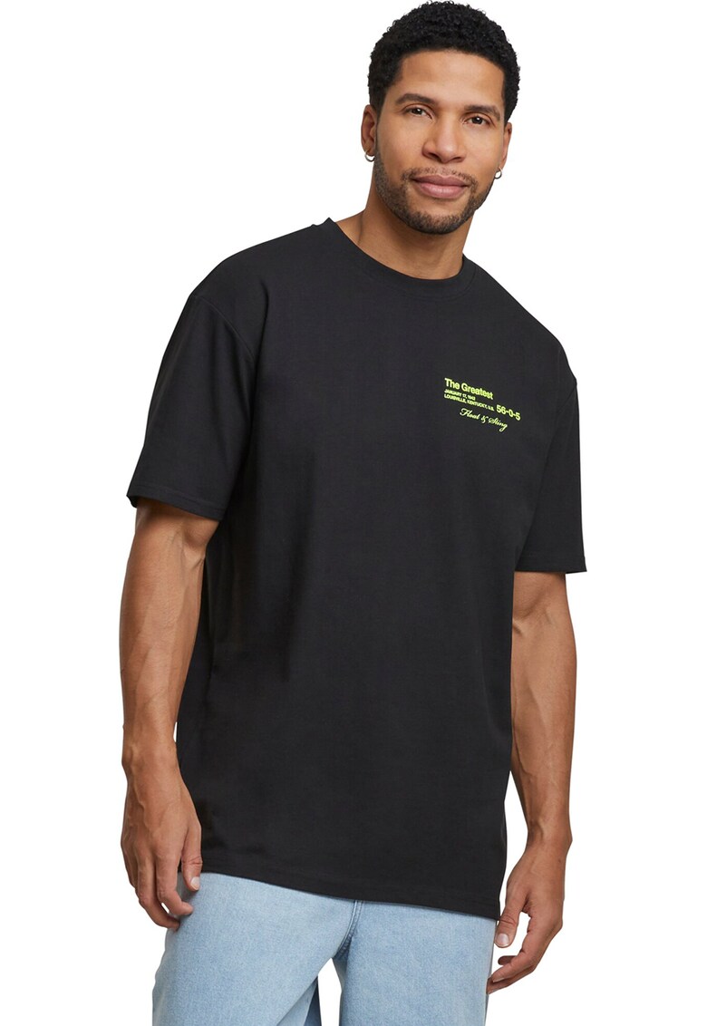 Tricou unisex cu imprimeu - Negru/Gri/Verde lime