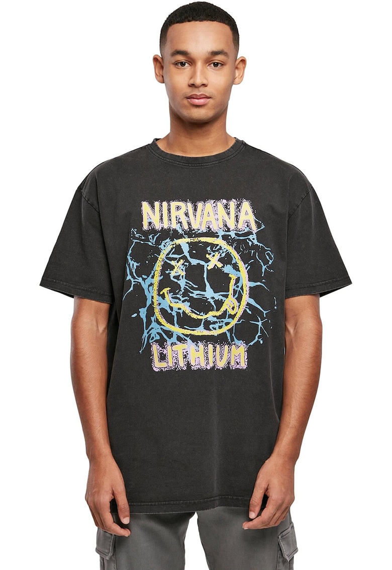 Tricou unisex cu imprimeu si maneci cazute