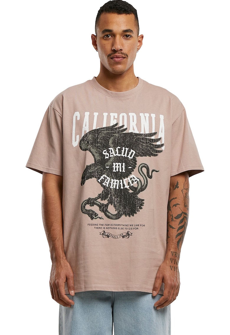 Tricou unisecx cu imprimeu grafic - Alb/Negru/Roz prafuit