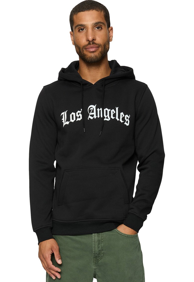 Hanorac cu imprimeu text - Negru/Alb optic