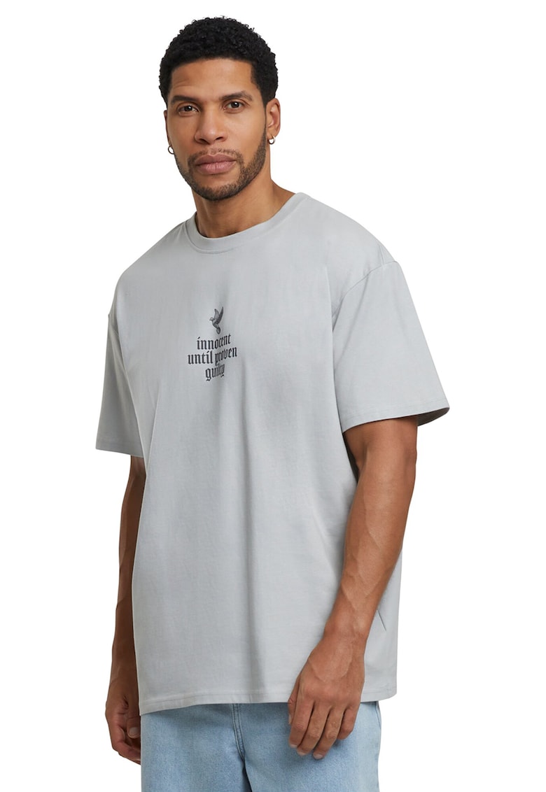 Tricou unisex cu imprimeu grafic - Negru/Gri deschis