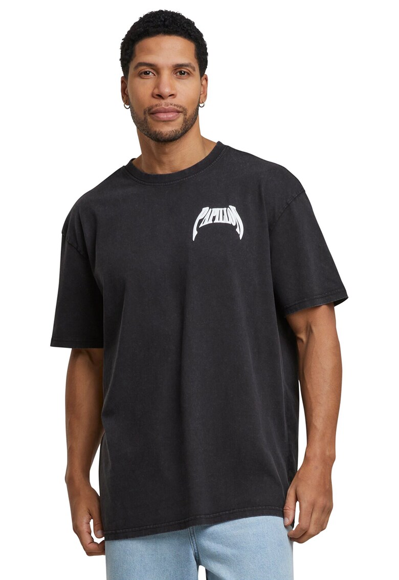 Tricou unisex cu imprimeu grafic - Alb/Negru stins/Albastru