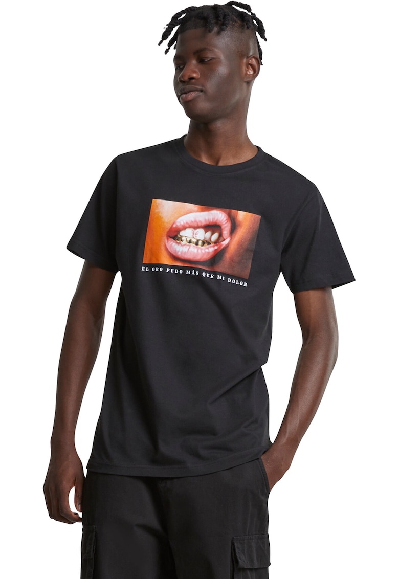 Tricou cu imprimeu poza - Negru/Portocaliu/Roz