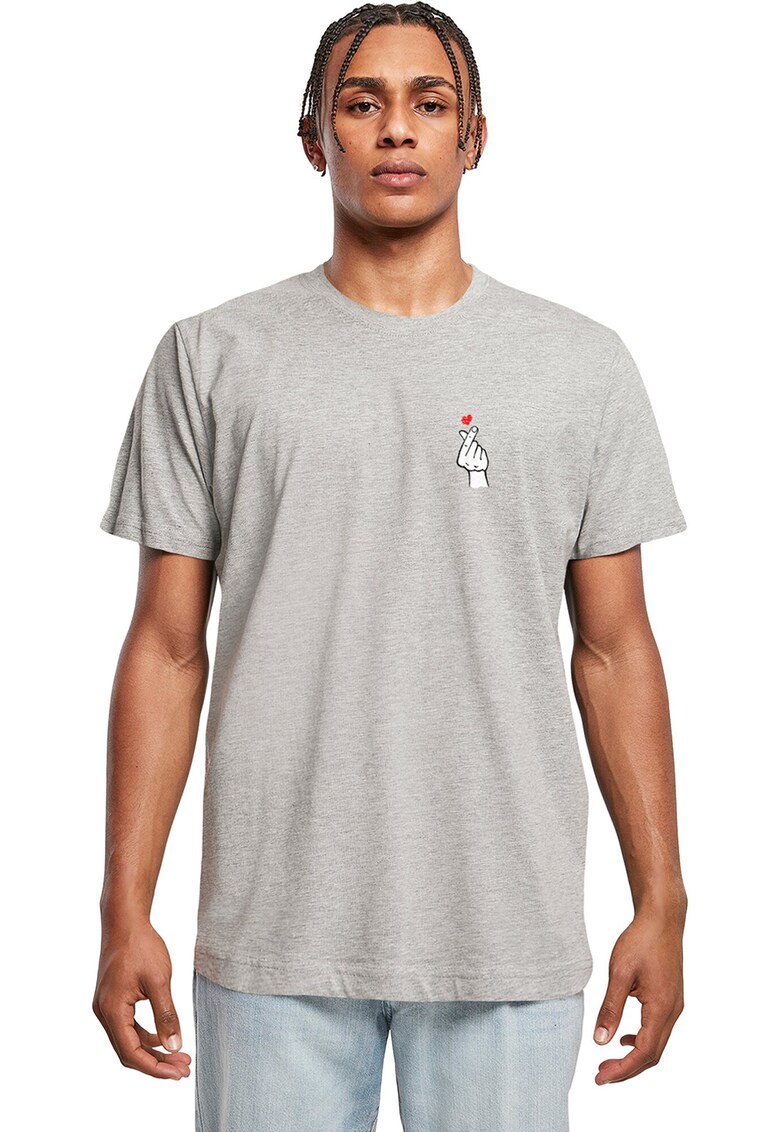 Tricou cu imprimeu grafic - Alb/Gri melange