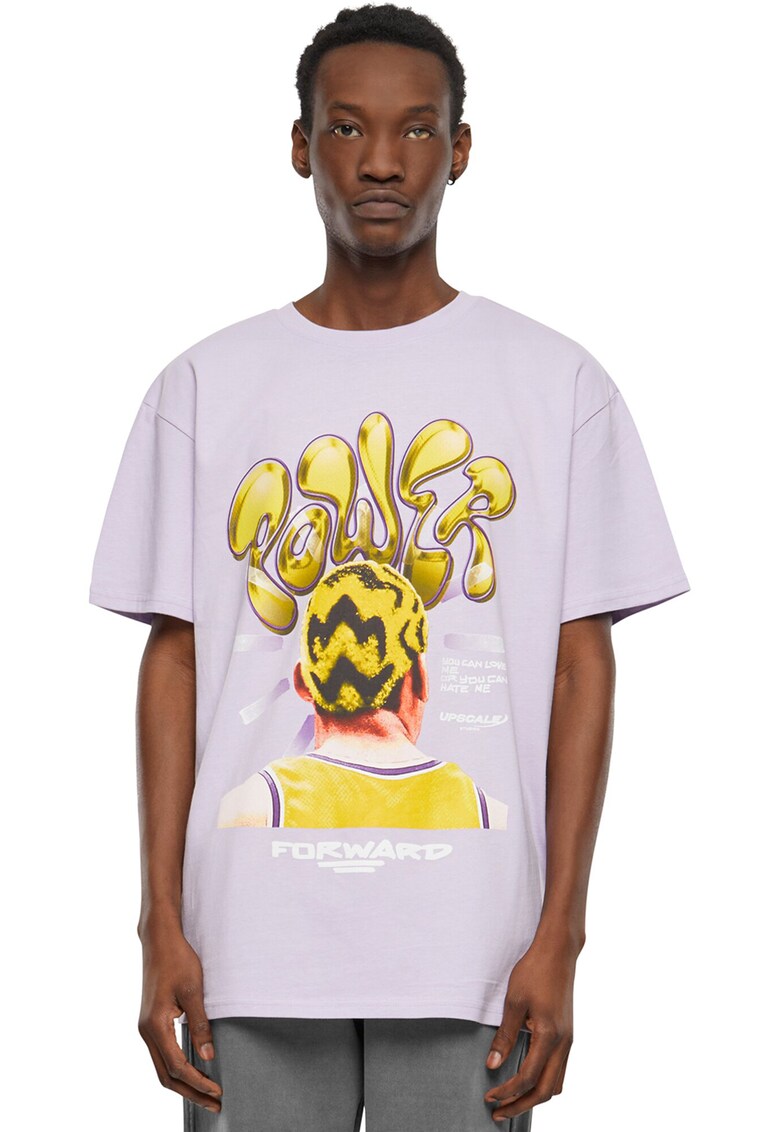 Tricou unisex cu imprimeu grafic - Galben/Lila