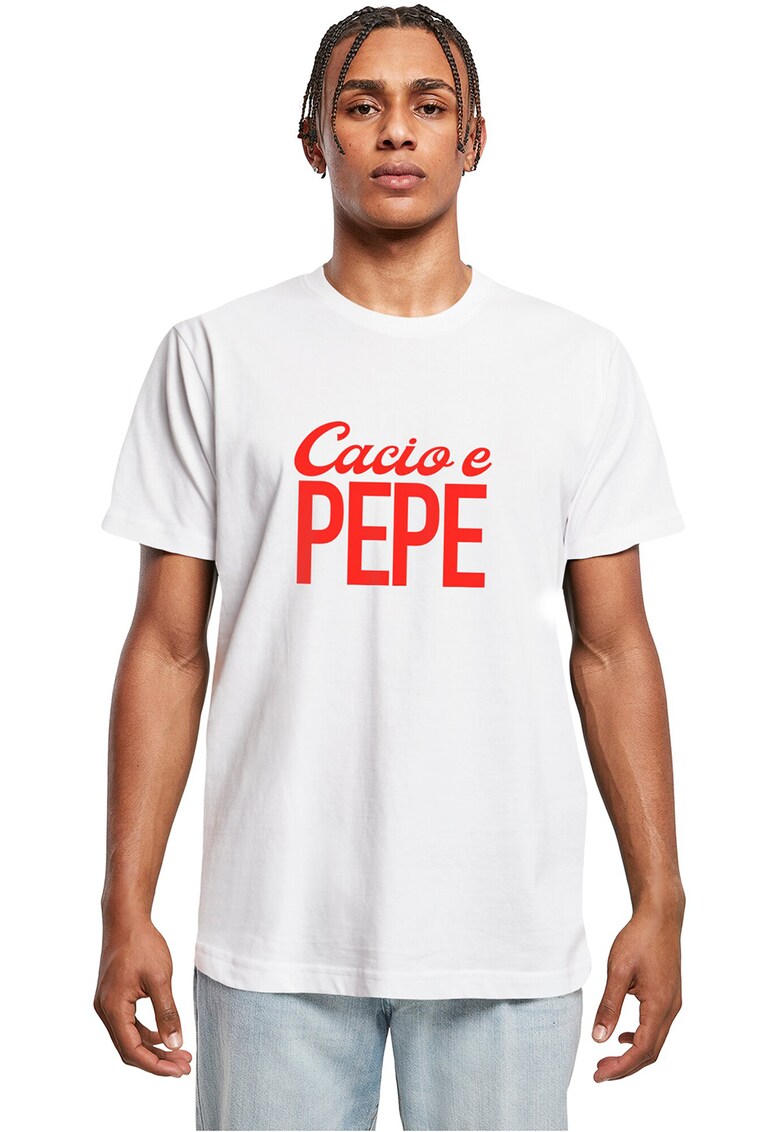 Tricou din bumbac cu imprimeu text - Rosu/Alb