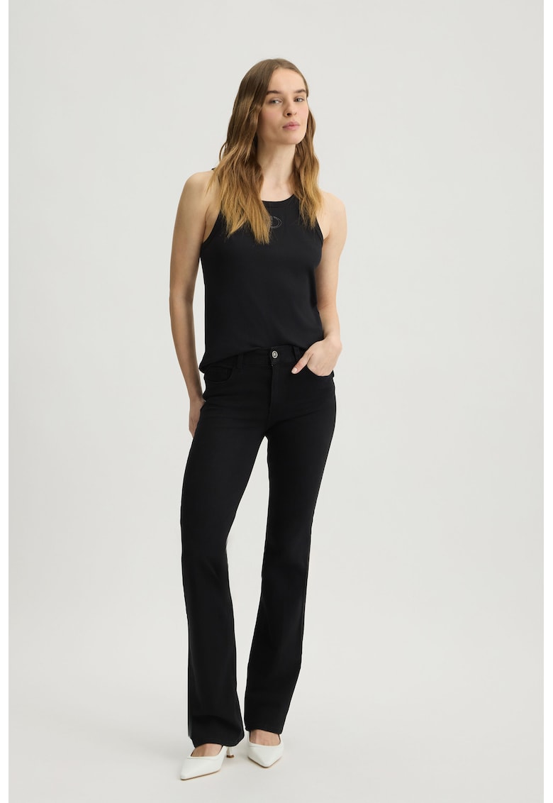 Blugi bootcut cu talie inalta - Negru - dama