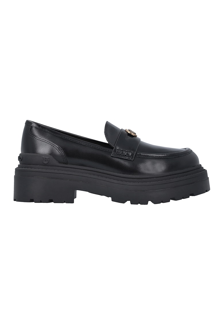 Pantofi loafer de piele cu toc masiv