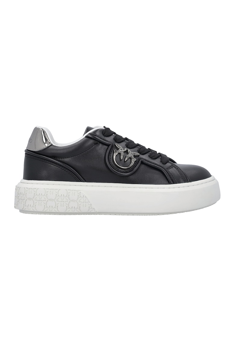 Pantofi sport de piele cu siret - Negru/Alb optic