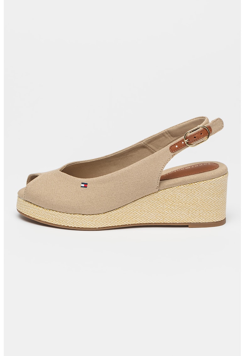 Sandale slingback cu talpa wedge - Bej