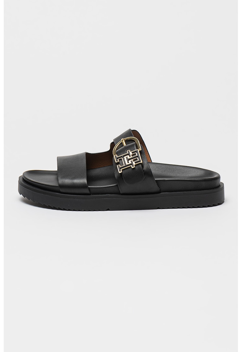 Papuci din piele cu model monograma