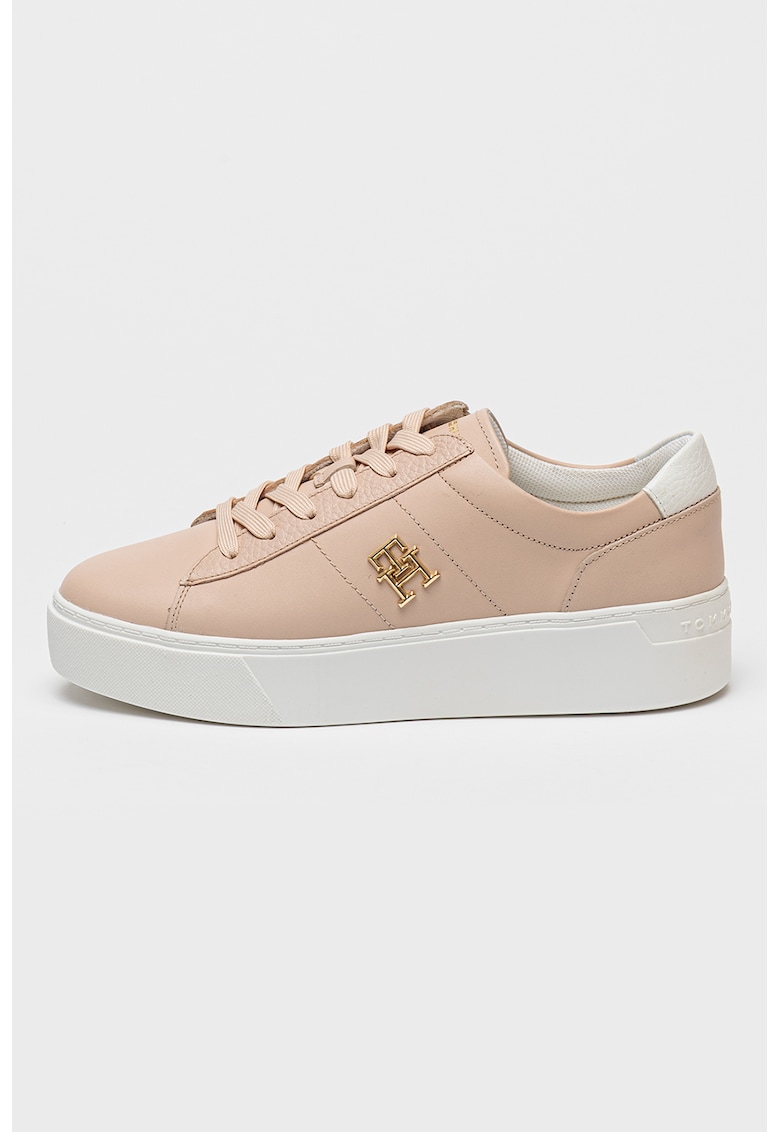 Pantofi sport din piele cu logo - Piersica
