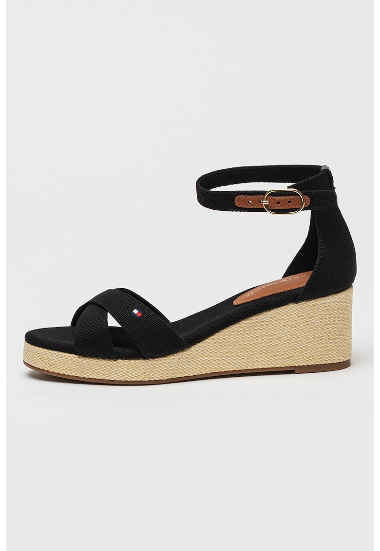 Sandale din material textil cu talpa wedge Sandale din material textil cu talpa wedge