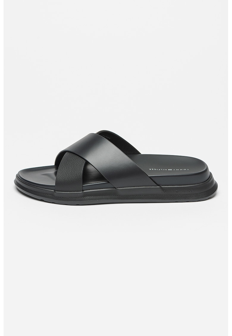 Tommy Hilfiger Papuci din piele Density - Negru